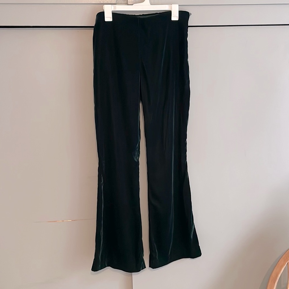 Velvet dark forest green bell bottom pants